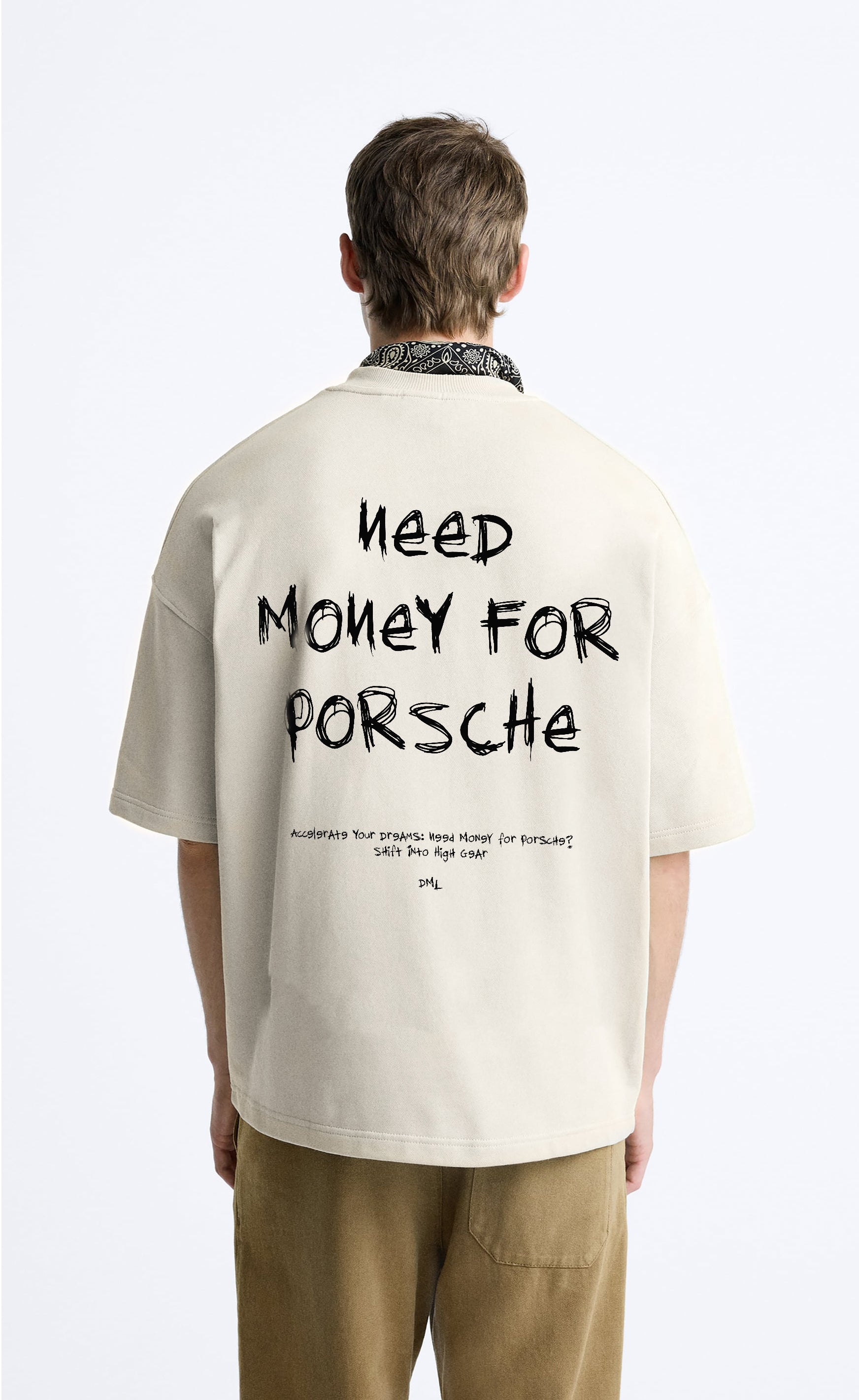 VINTAGE WHITE PORSCHE TSHIRT, FRENCH TERRY OVERSIZED T-SHIRT