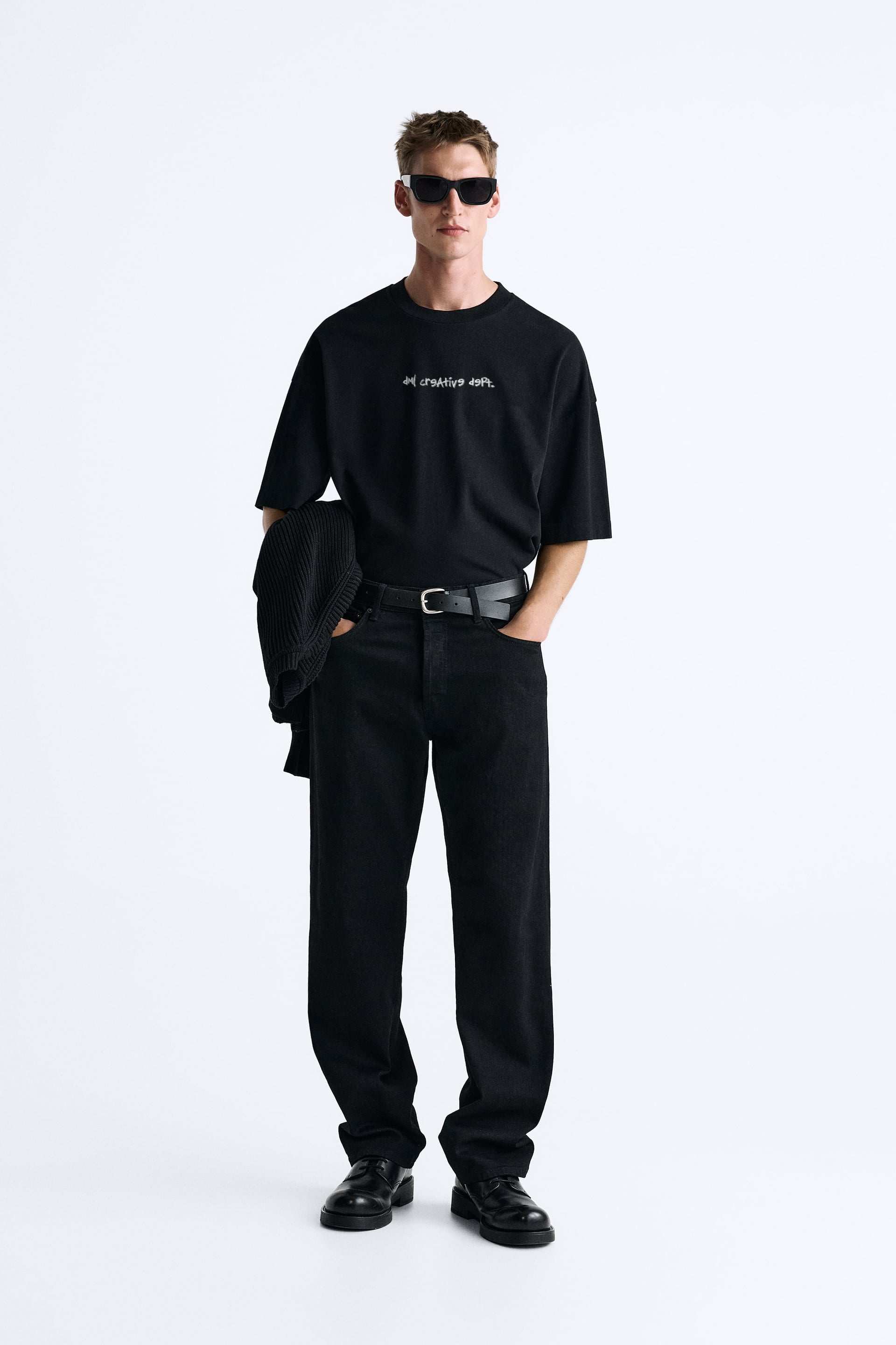 BLACK PORSCHE TSHIRT, FRENCH TERRY OVERSIZED T-SHIRT