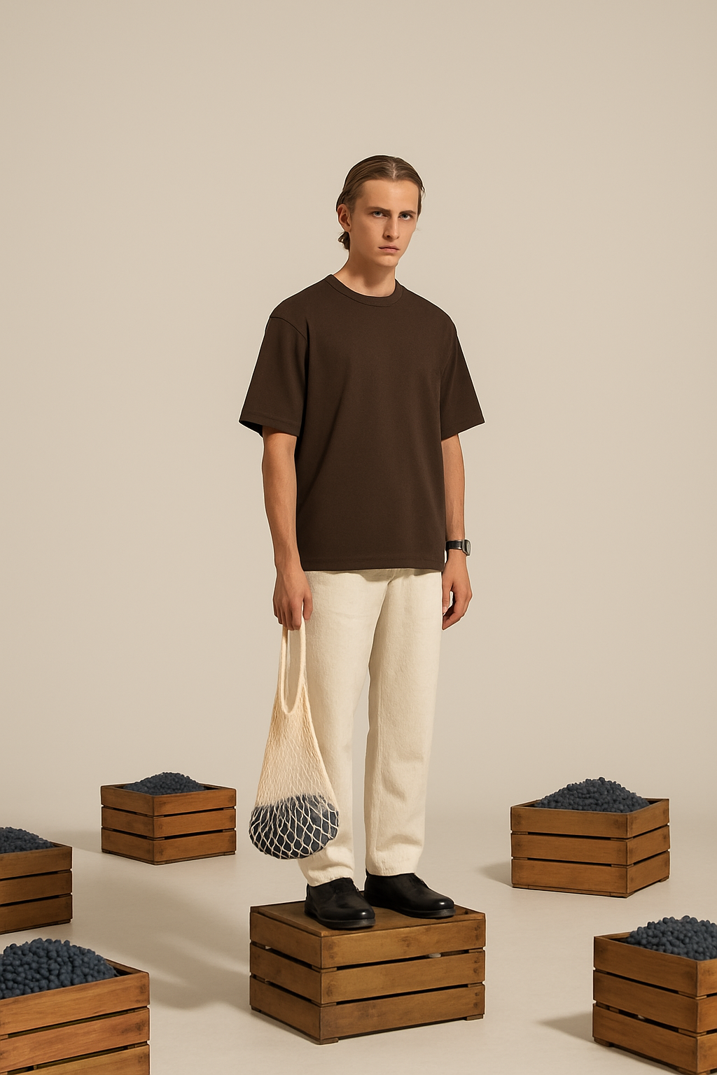 WOOD BROWN LOOSE FIT T-SHIRT