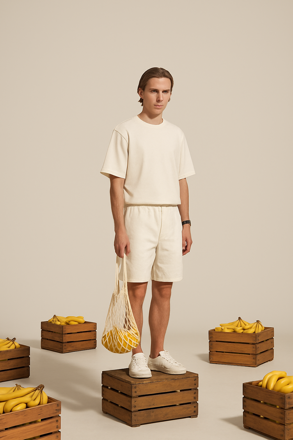 CREAM WHITE LOOSE FIT T-SHIRT