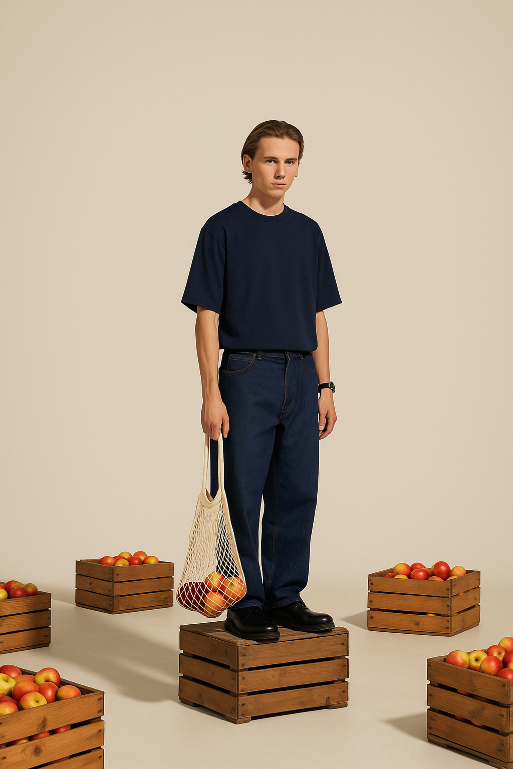 BERRY NAVY LOOSE FIT T-SHIRT