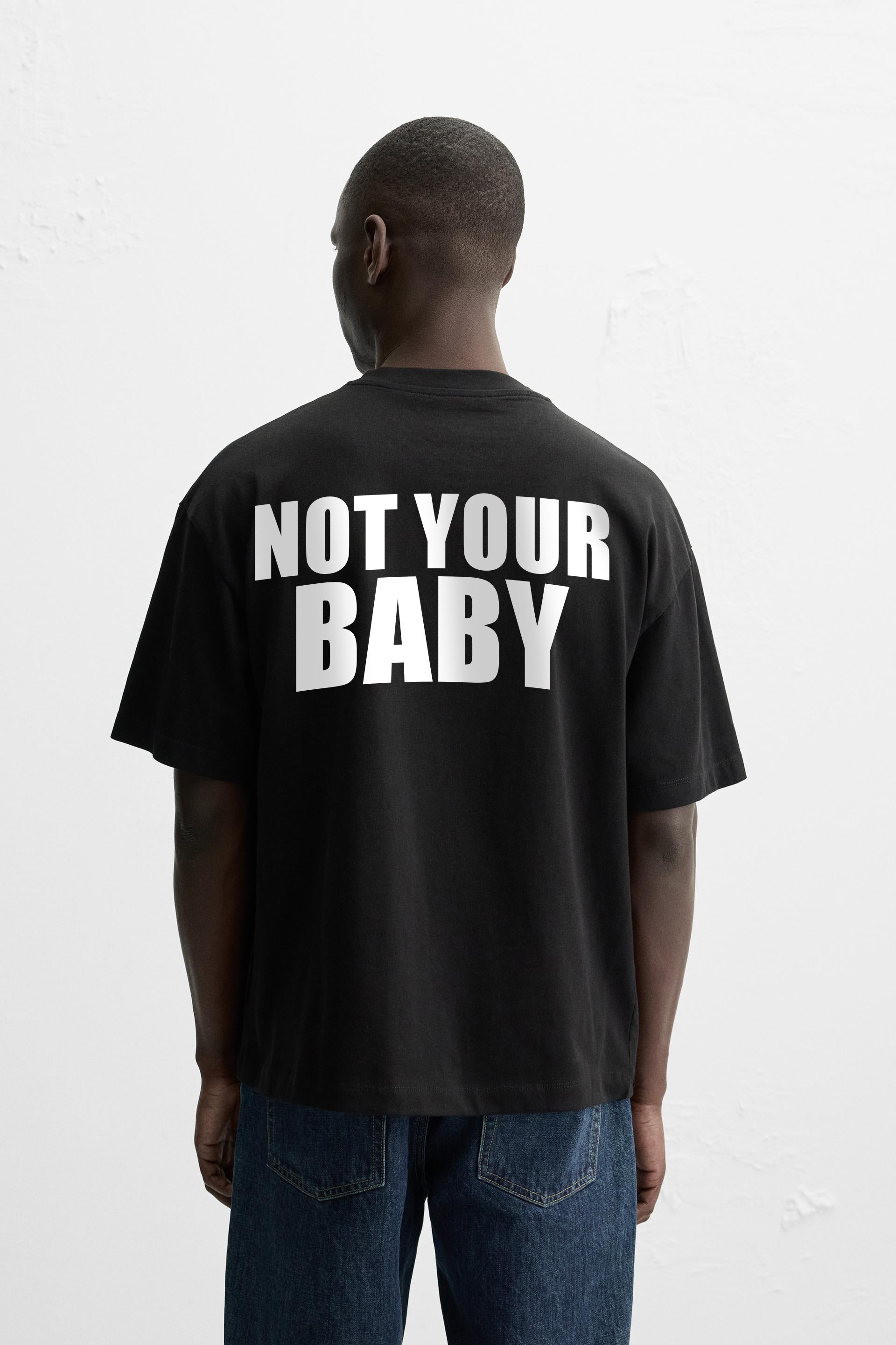 NOT YOUR BABY BLACK FRENCH TERRY OVERSIZED T-SHIRT