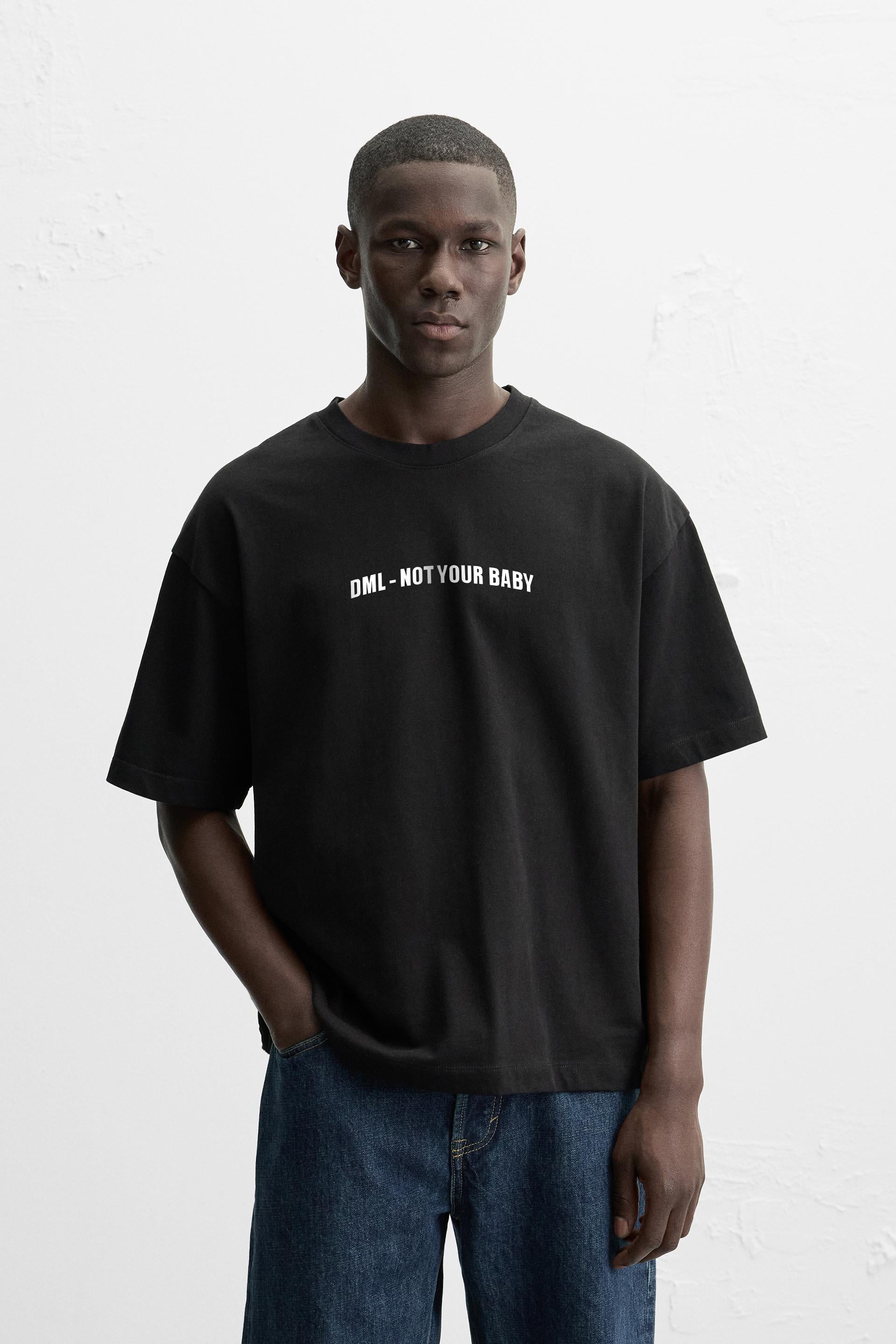 NOT YOUR BABY BLACK FRENCH TERRY OVERSIZED T-SHIRT
