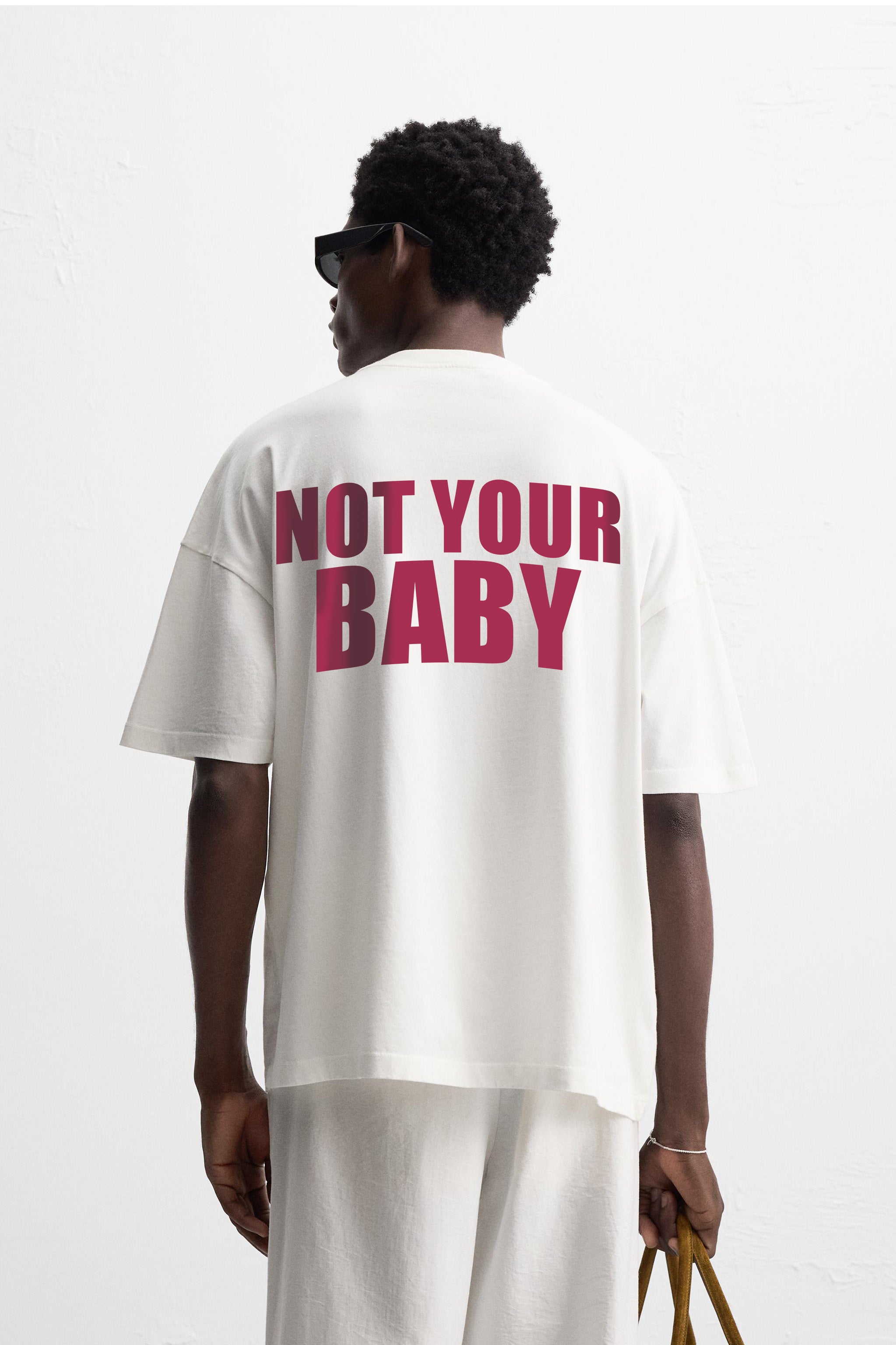 NOT YOUR BABY WHITE TERRYKNIT OVERSIZED TSHIRT