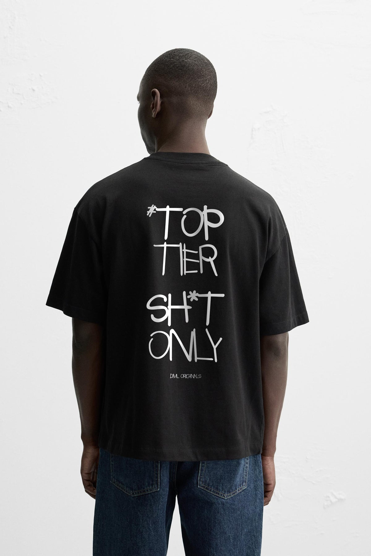 BLACK OVERSIZED/DROP SHOULDER TSHIRT FOR MEN