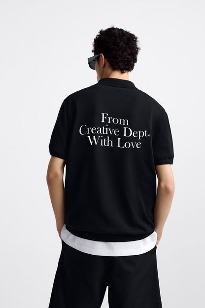 CREATIVE DEPT WITH LOVE BLACK POLO SHIRT