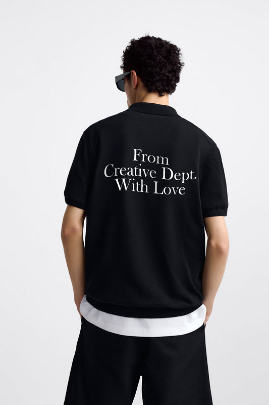 CREATIVE DEPT WITH LOVE BLACK POLO SHIRT