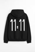 11:11 UNISEX BLACK OVERSIZED HOODIE