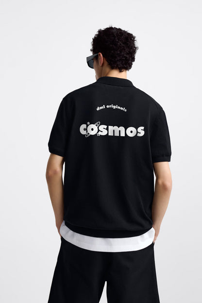 COSMOS BLACK POLO SHIRT
