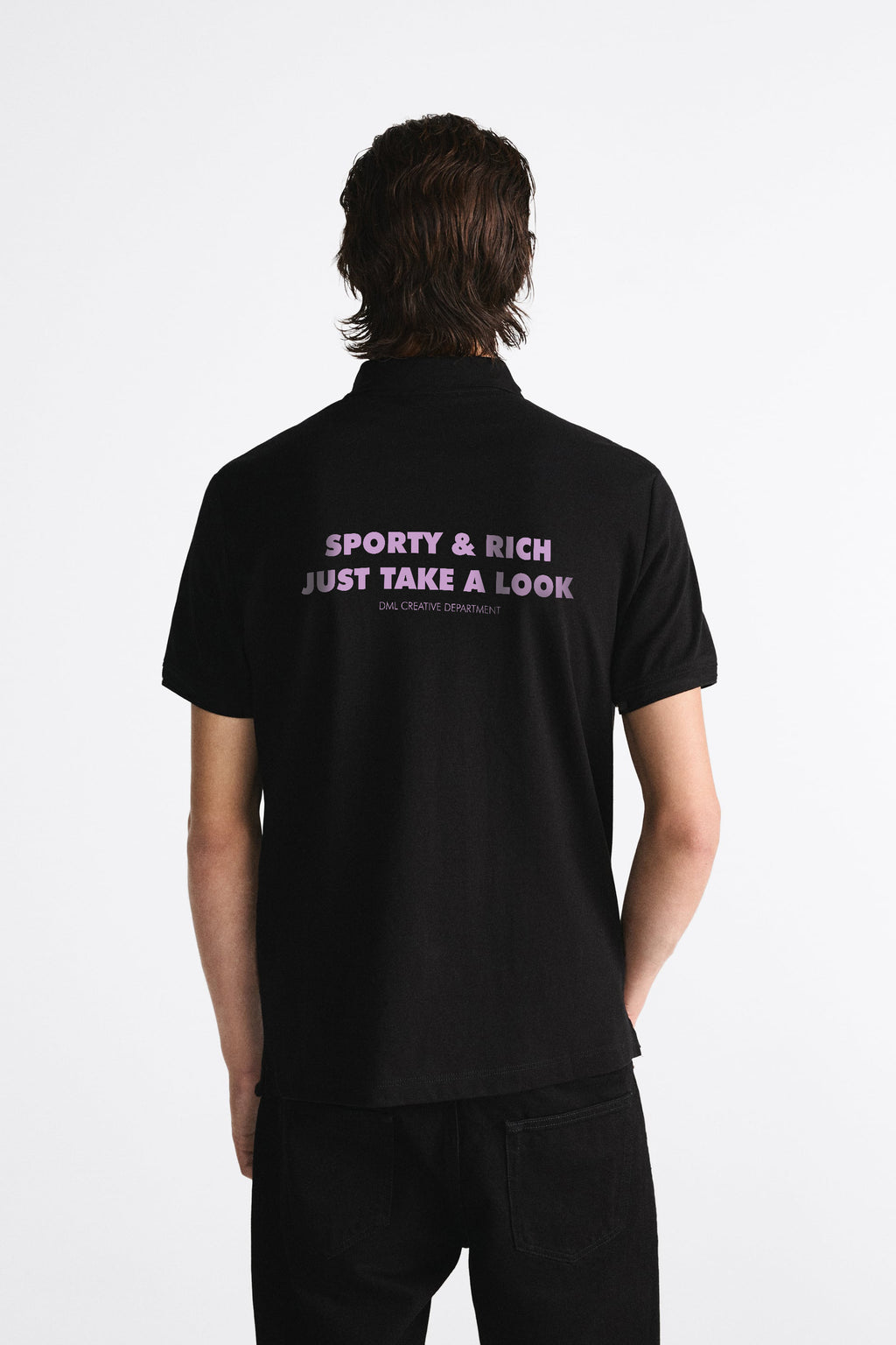SPORTY AND RICH BLACK POLO SHIRT