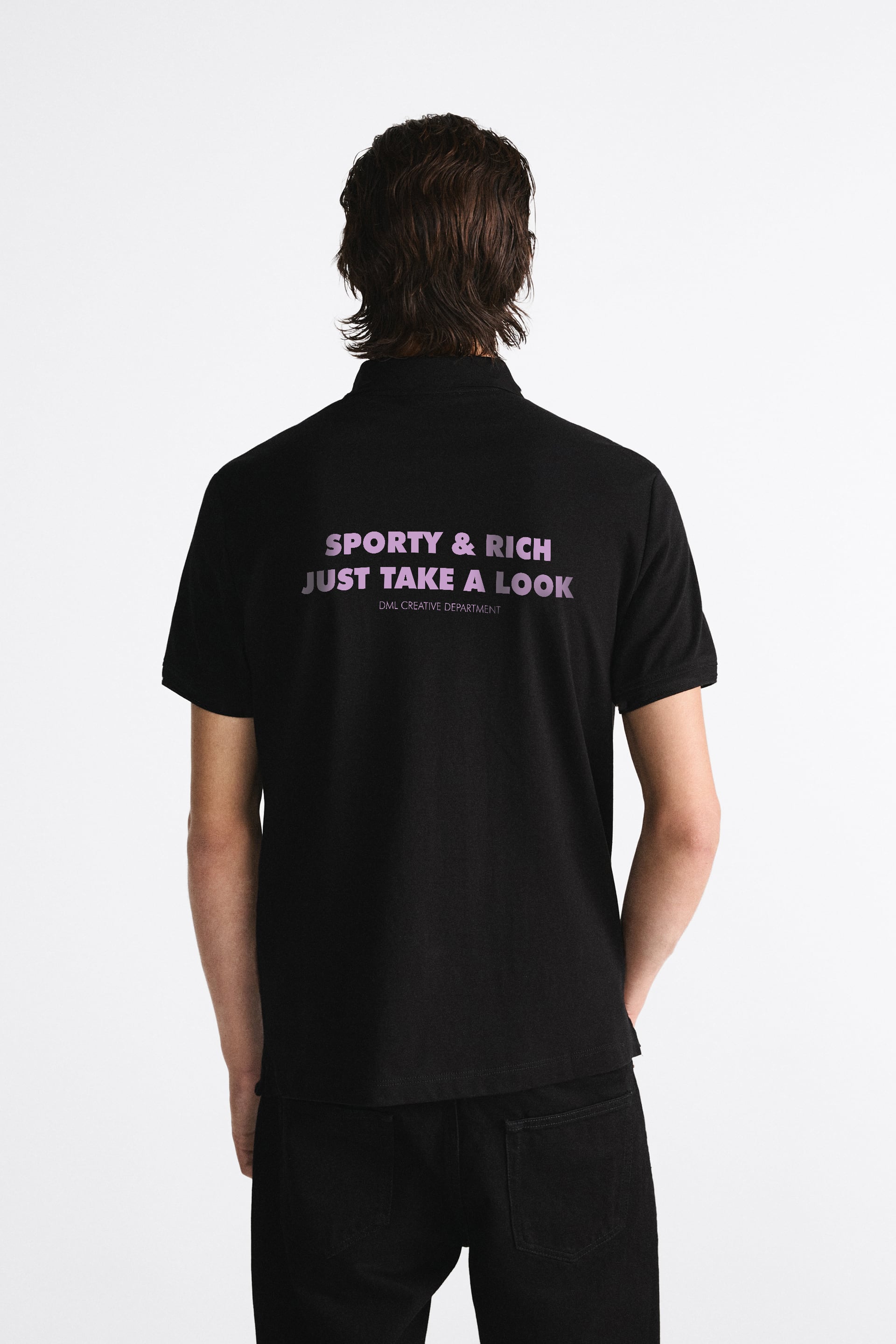 SPORTY AND RICH BLACK POLO SHIRT
