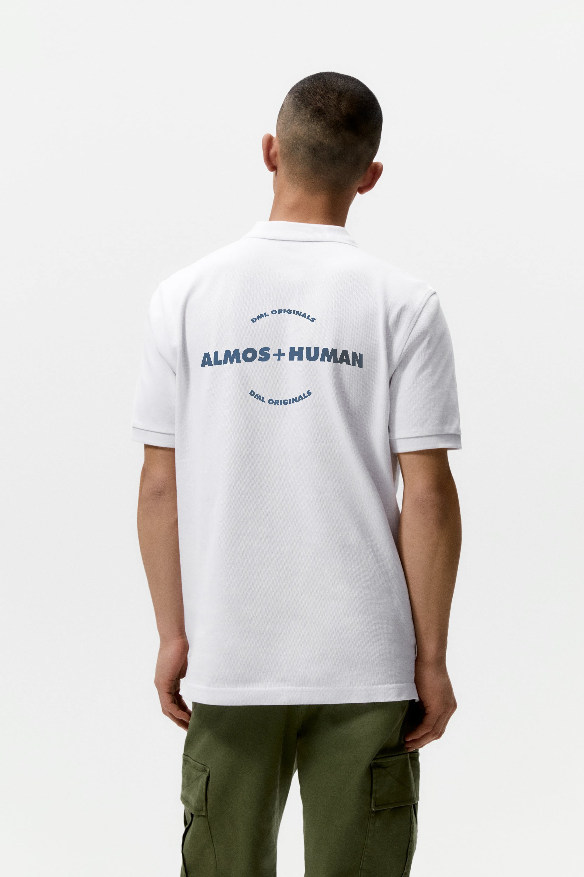 ALMOS+HUMAN BLUE WHITE POLO SHIRT