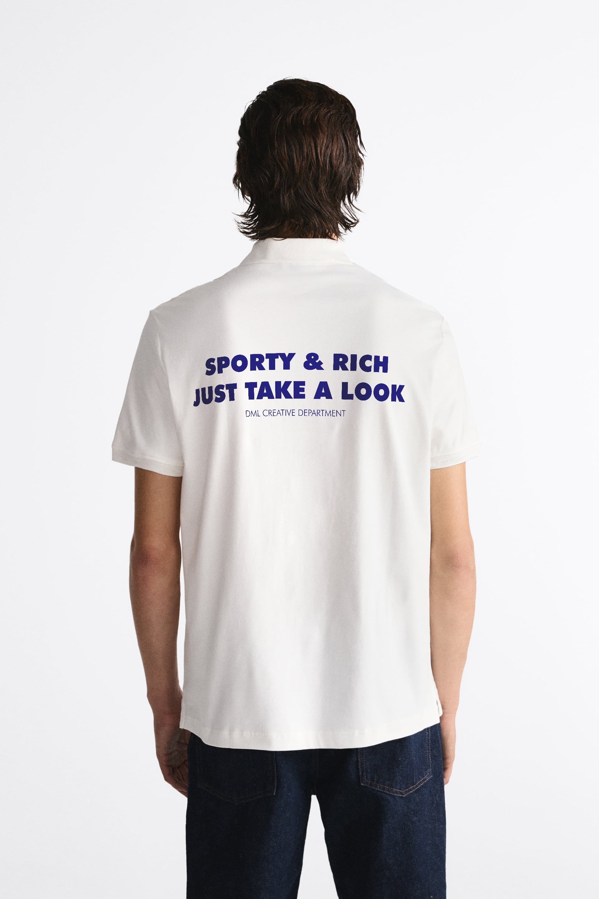 JUST TAKE A LOOK WHITE POLO SHIRT