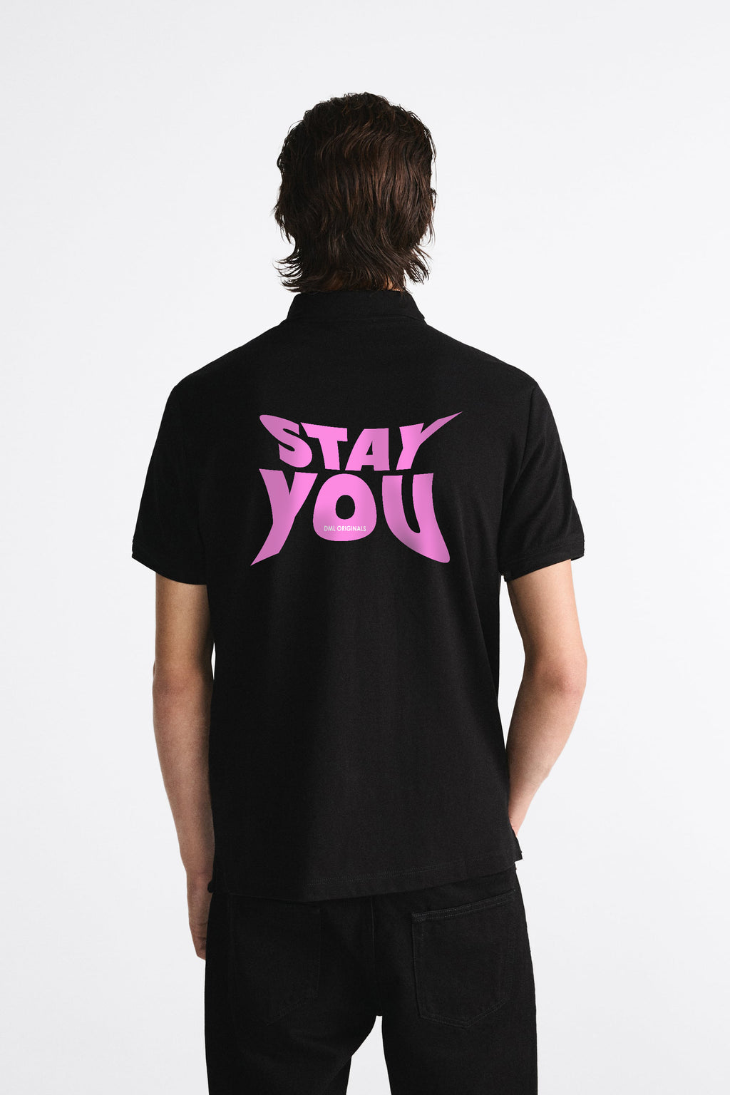 STAY YOU BLACK POLO SHIRT