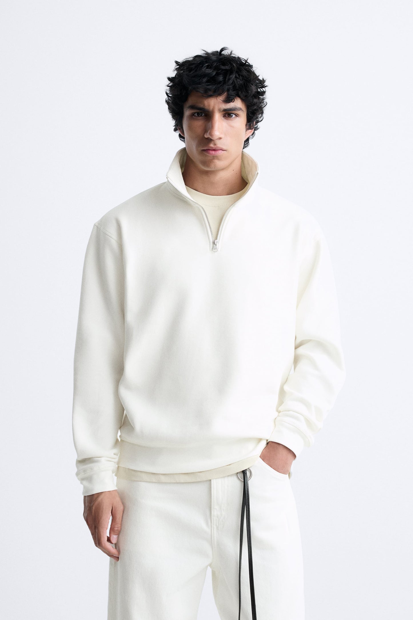 OFF WHITE HALF ZIP SWEATSHIRT