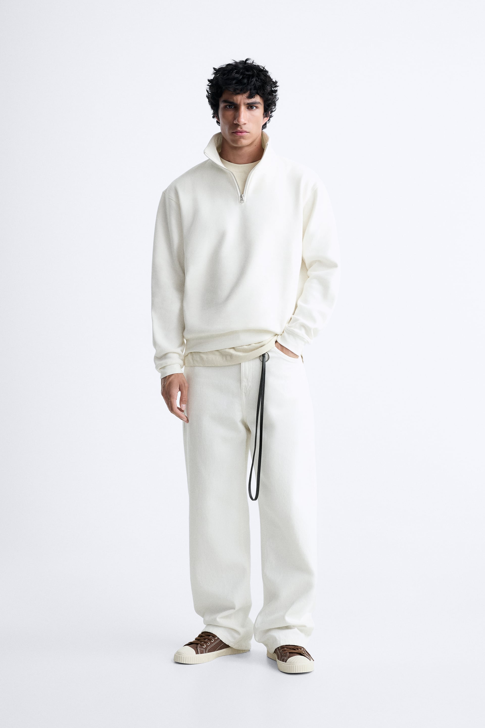 OFF WHITE HALF ZIP SWEATSHIRT