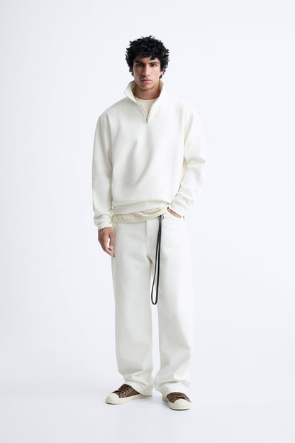 OFF WHITE HALF ZIP SWEATSHIRT