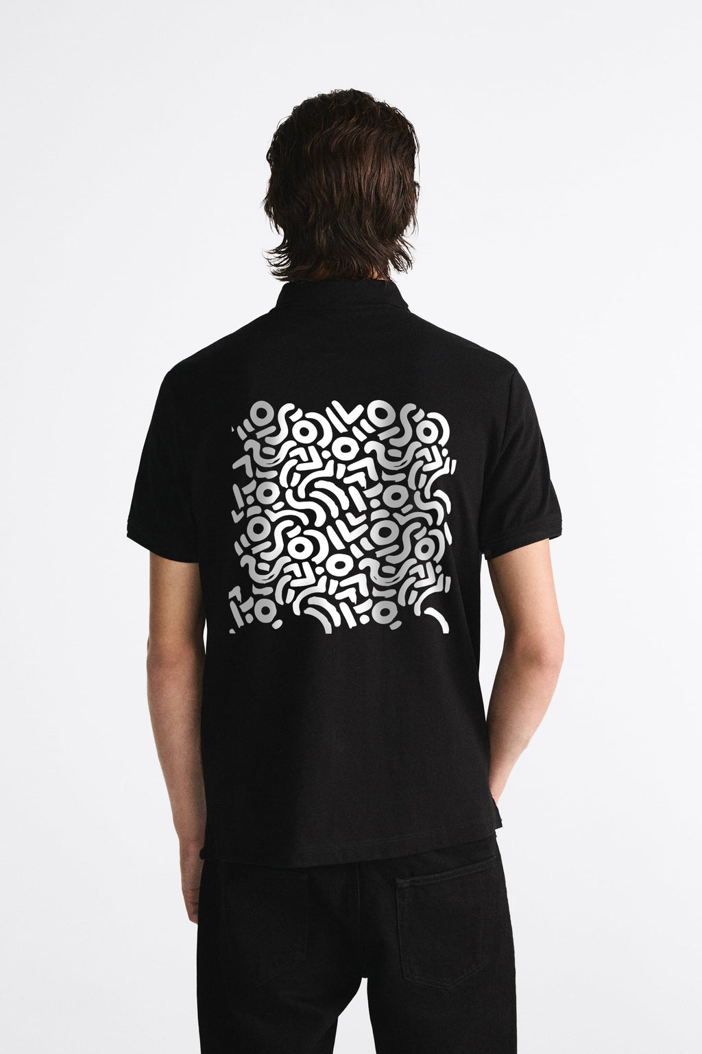 ABSTRACT PREMIUM BLACK POLO SHIRT