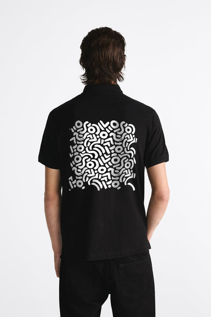 ABSTRACT PREMIUM BLACK POLO SHIRT