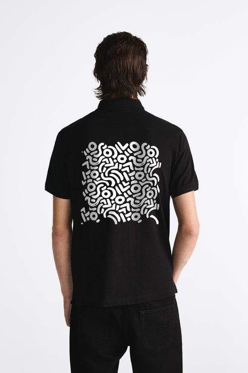 ABSTRACT PREMIUM BLACK POLO SHIRT