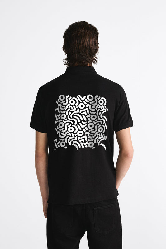 ABSTRACT PREMIUM BLACK POLO SHIRT