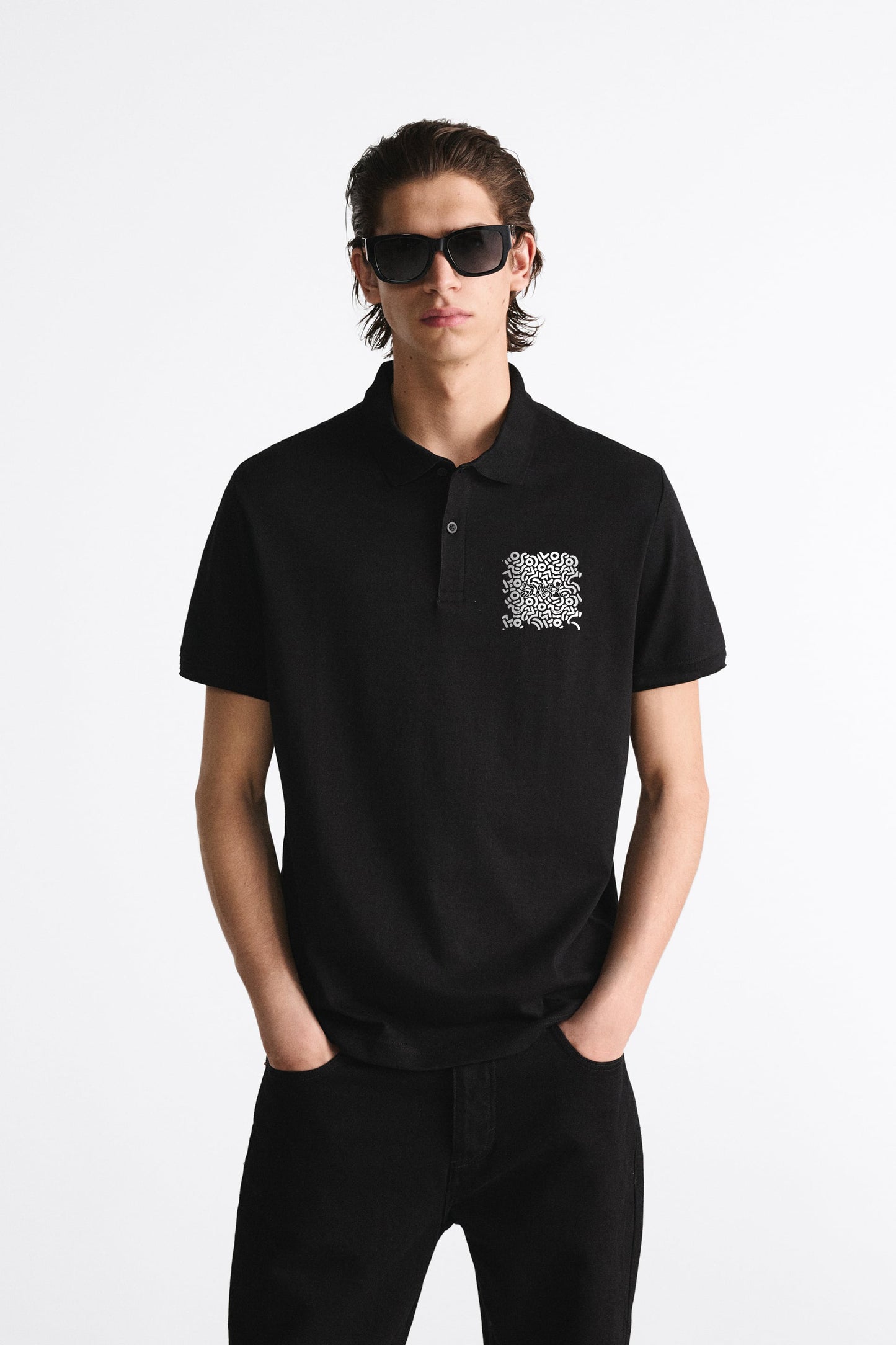 ABSTRACT PREMIUM BLACK POLO SHIRT