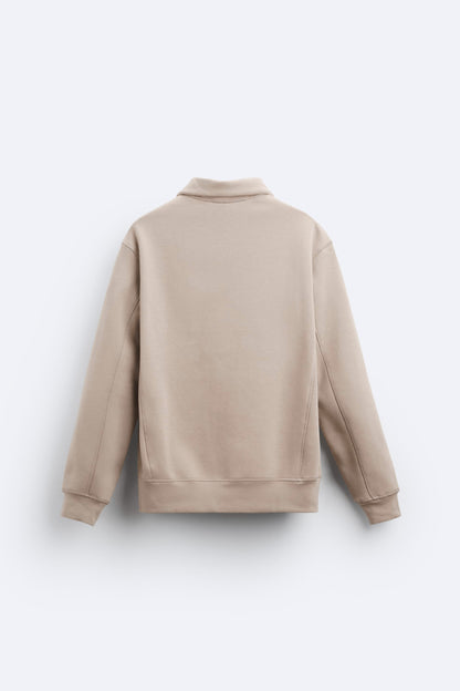 SAND HALF ZIP SWEATSHIRT
