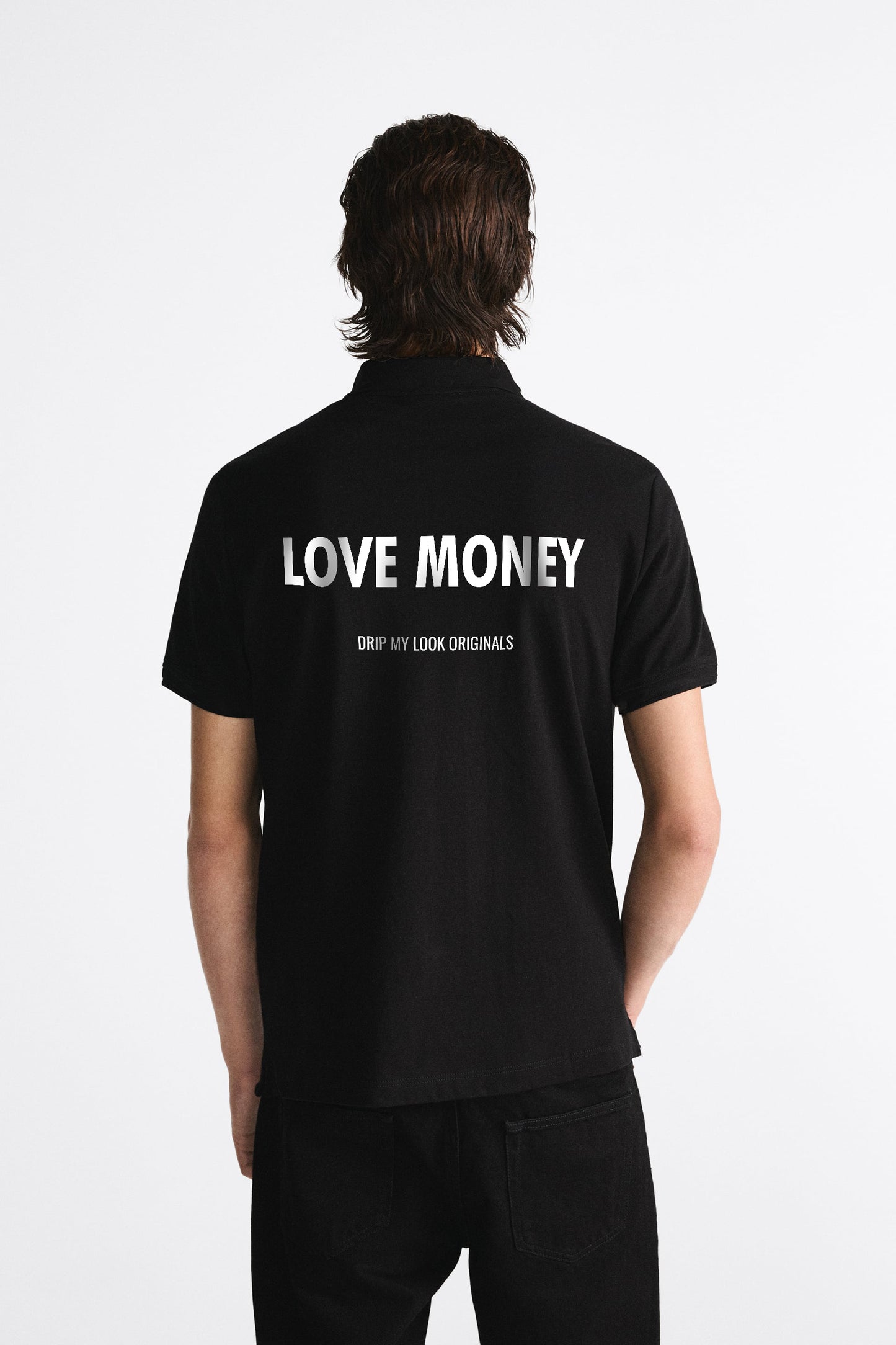 LOVE MONEY BLACK POLO SHIRT