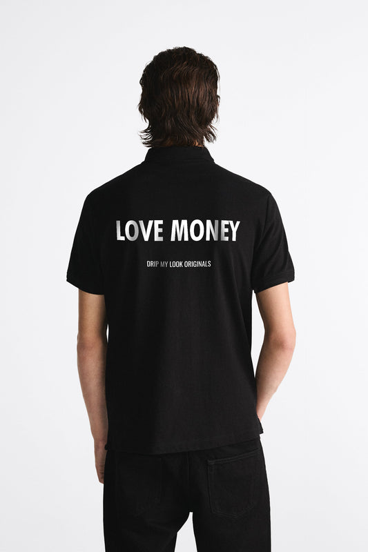 LOVE MONEY BLACK POLO SHIRT