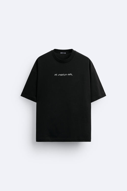 BLACK PORSCHE TSHIRT, FRENCH TERRY OVERSIZED T-SHIRT