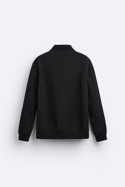 BLACK HALF ZIP SWEATSHIRT