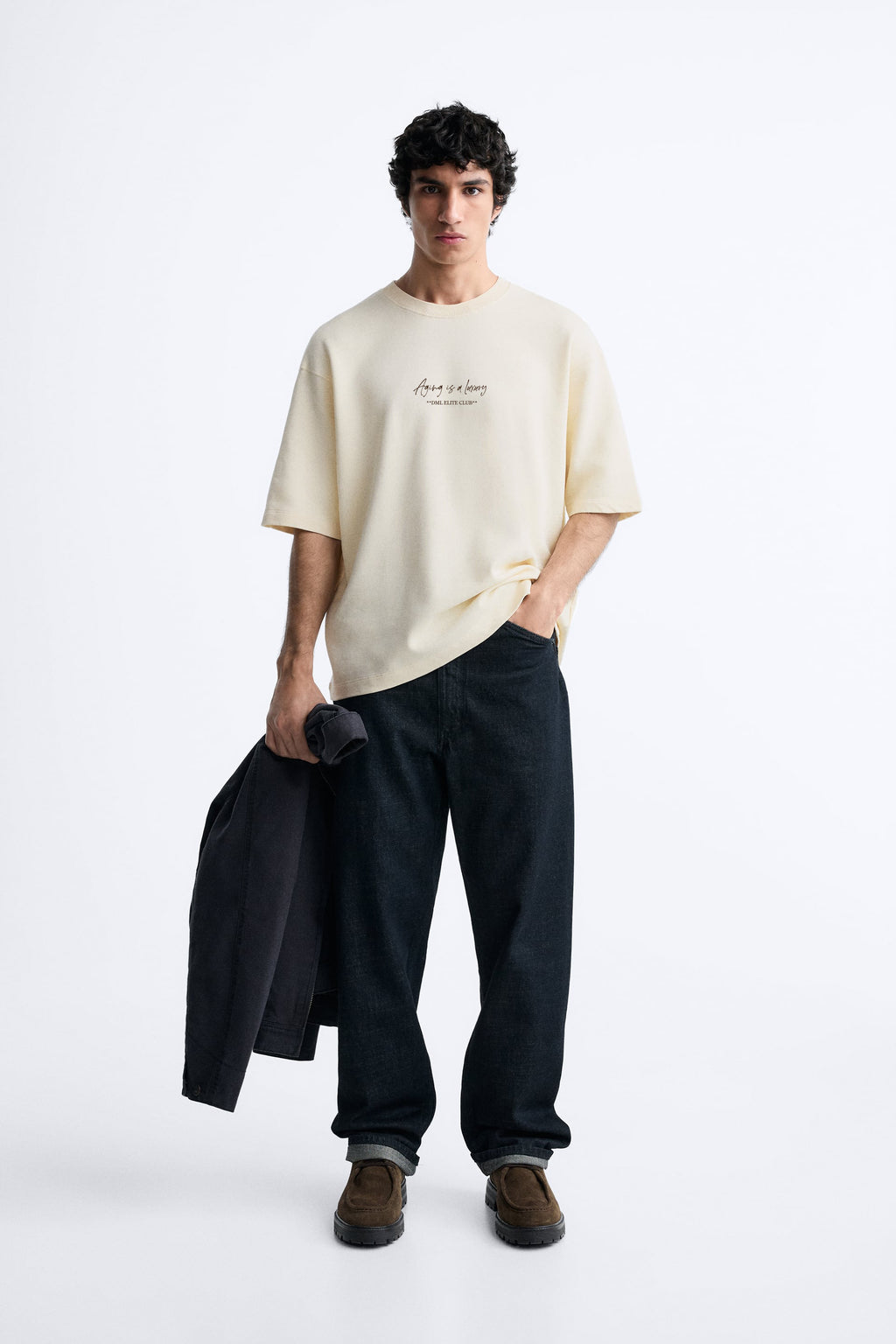 IVORY - AGING IS A LUXURY FRENCH TERRY OVERSIZED T-SHIRT