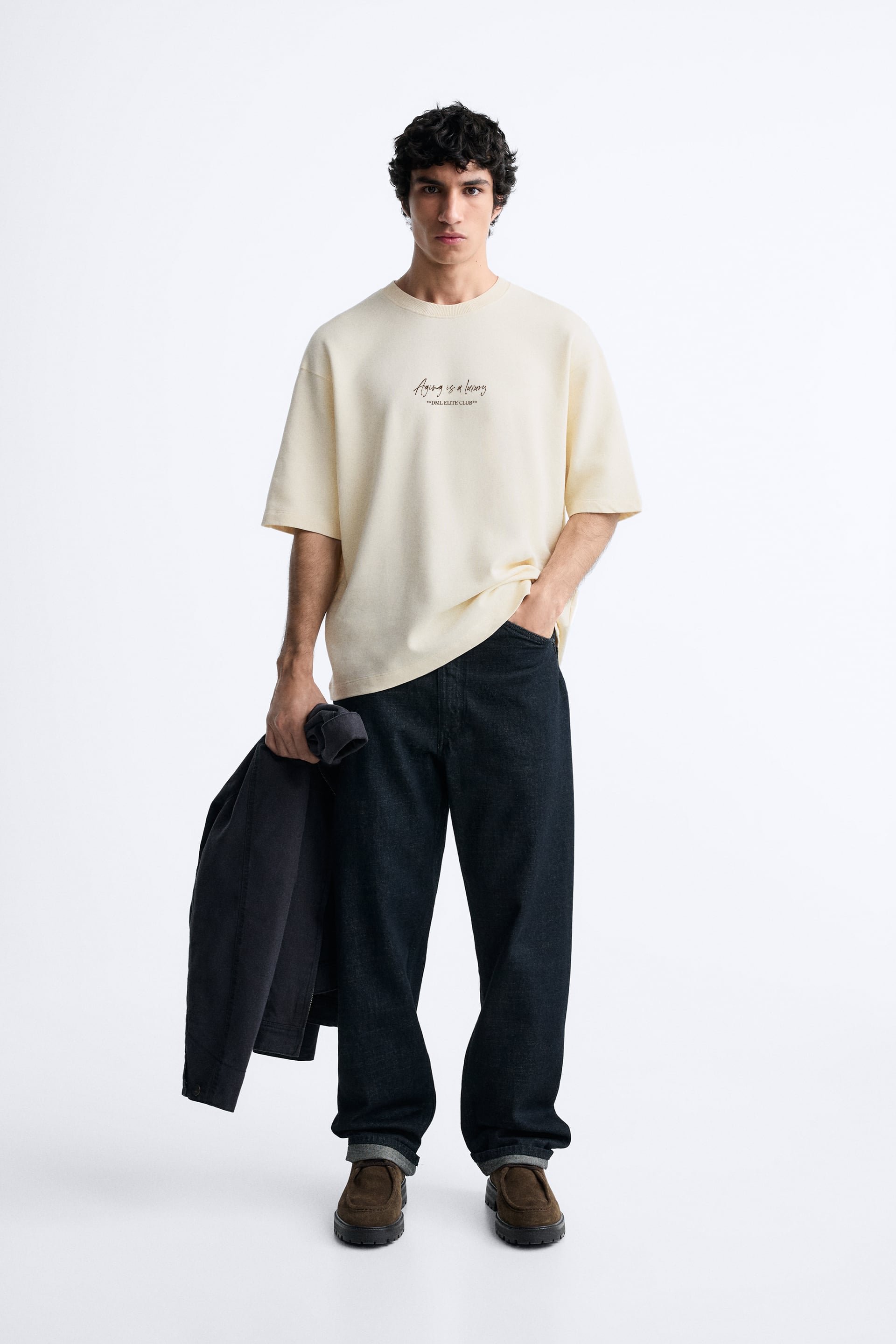 IVORY - AGING IS A LUXURY FRENCH TERRY OVERSIZED T-SHIRT