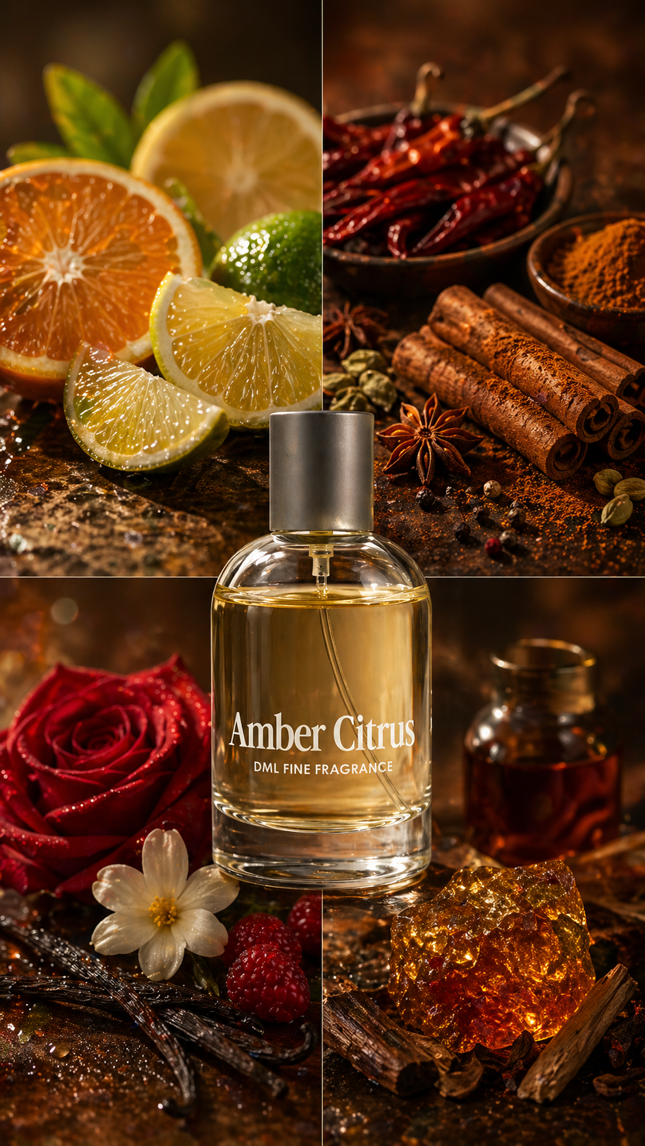 Amber Citrus long lasting citrus perfume for men — blood mandarin cinnamon leather