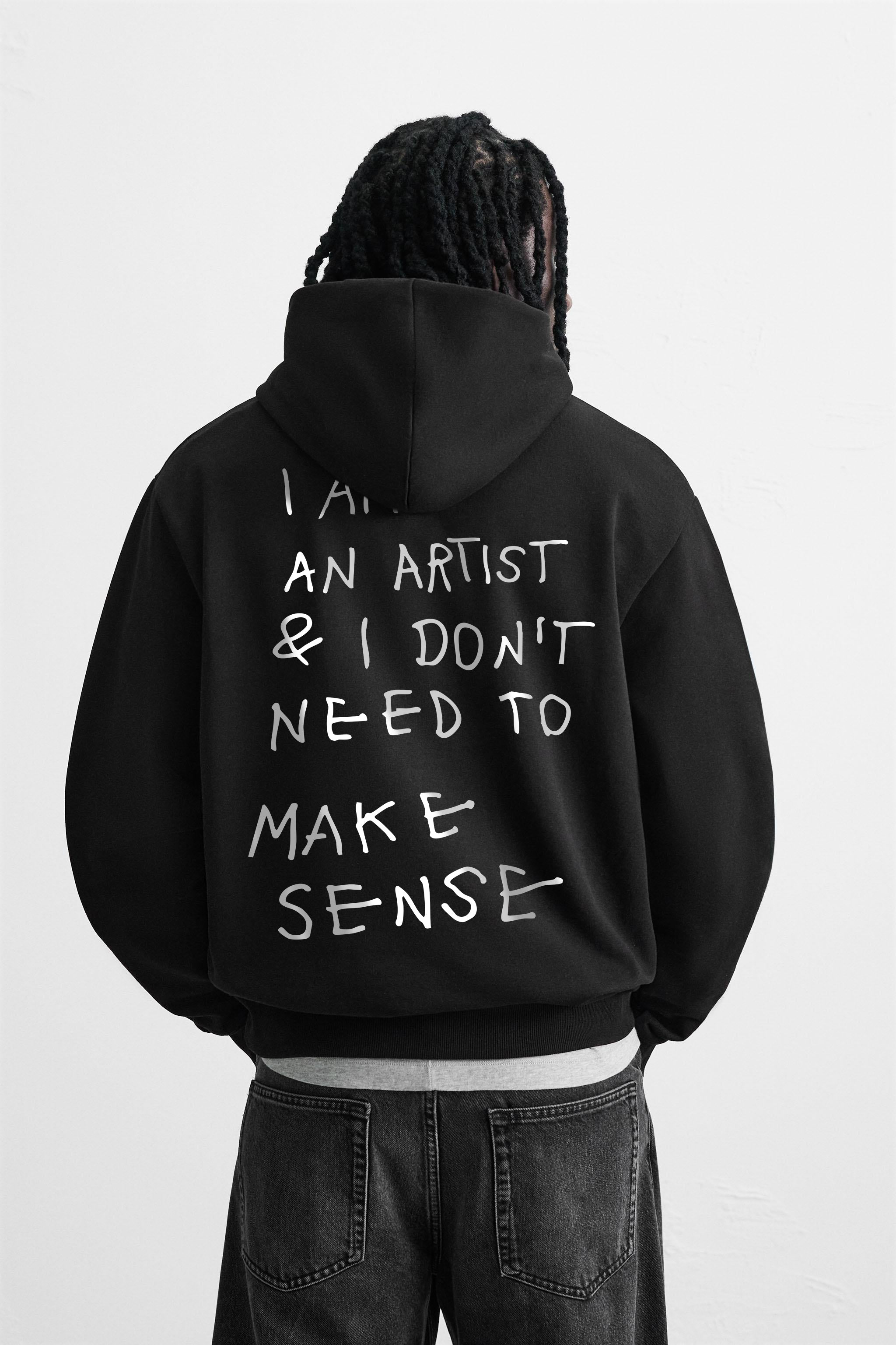 AN ARTIST UNISEX BLACK OVERSIZED HOODIE