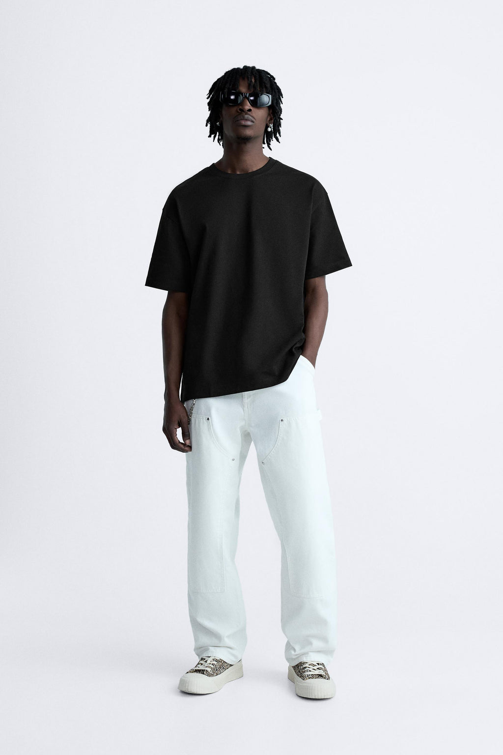 JET BLACK PREMIUM LOOP KNIT TERRY OVERSIZED T-SHIRT