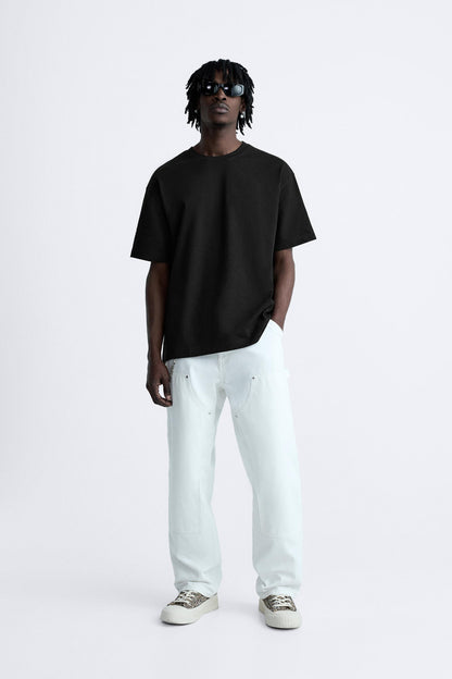 JET BLACK PREMIUM LOOP KNIT TERRY OVERSIZED T-SHIRT