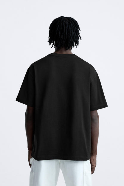 JET BLACK PREMIUM LOOP KNIT TERRY OVERSIZED T-SHIRT