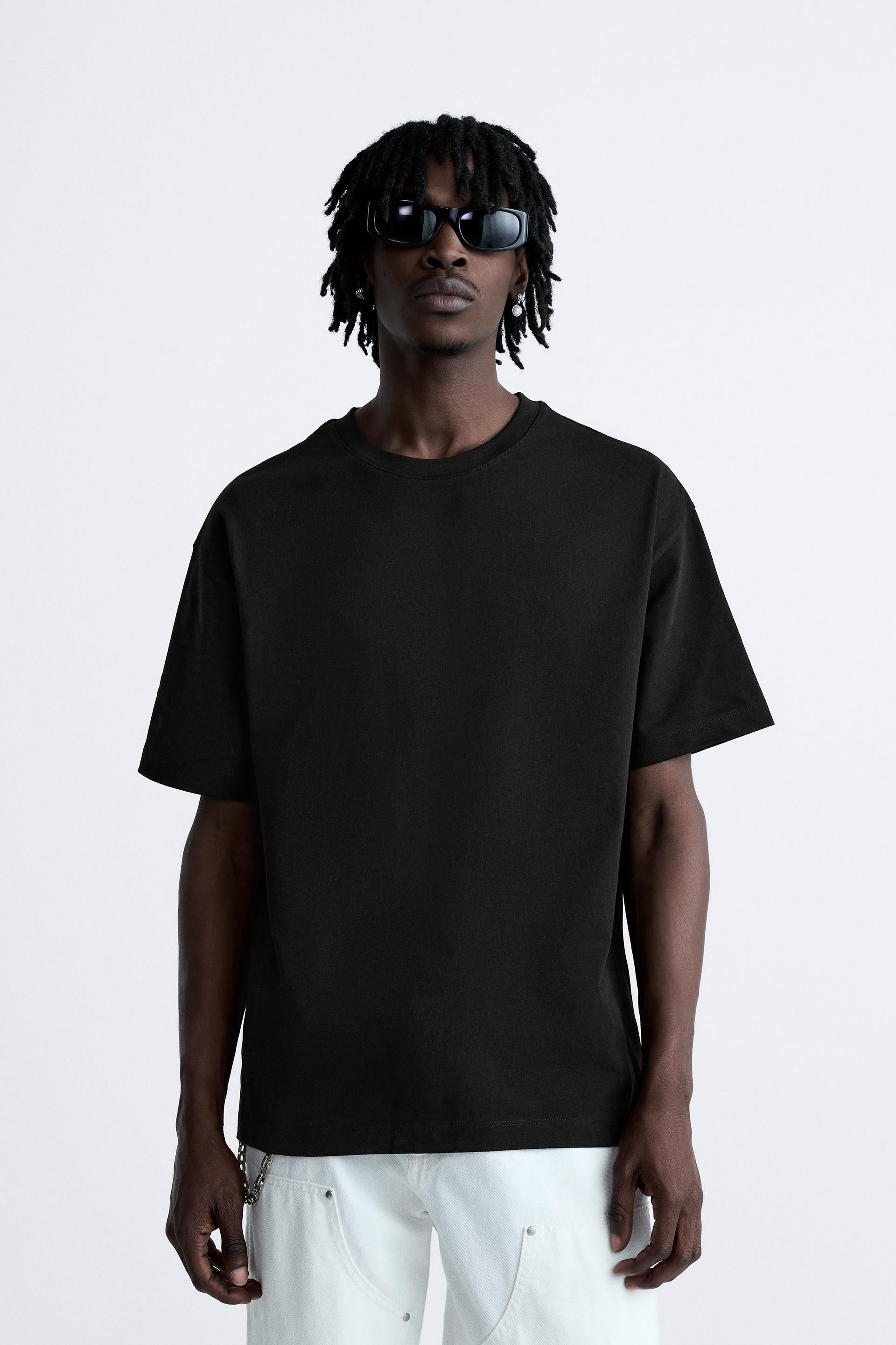JET BLACK PREMIUM LOOP KNIT TERRY OVERSIZED T-SHIRT