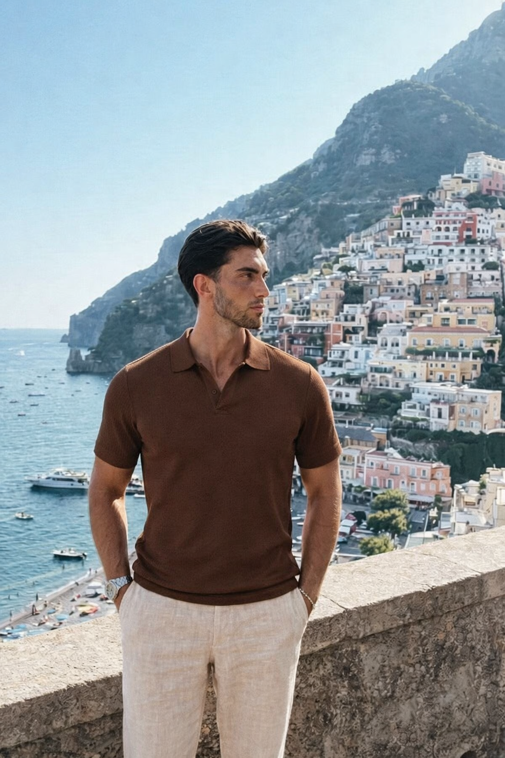 MOCHA SUPER SOFT PIQUE KNIT REGULAR POLO SHIRT