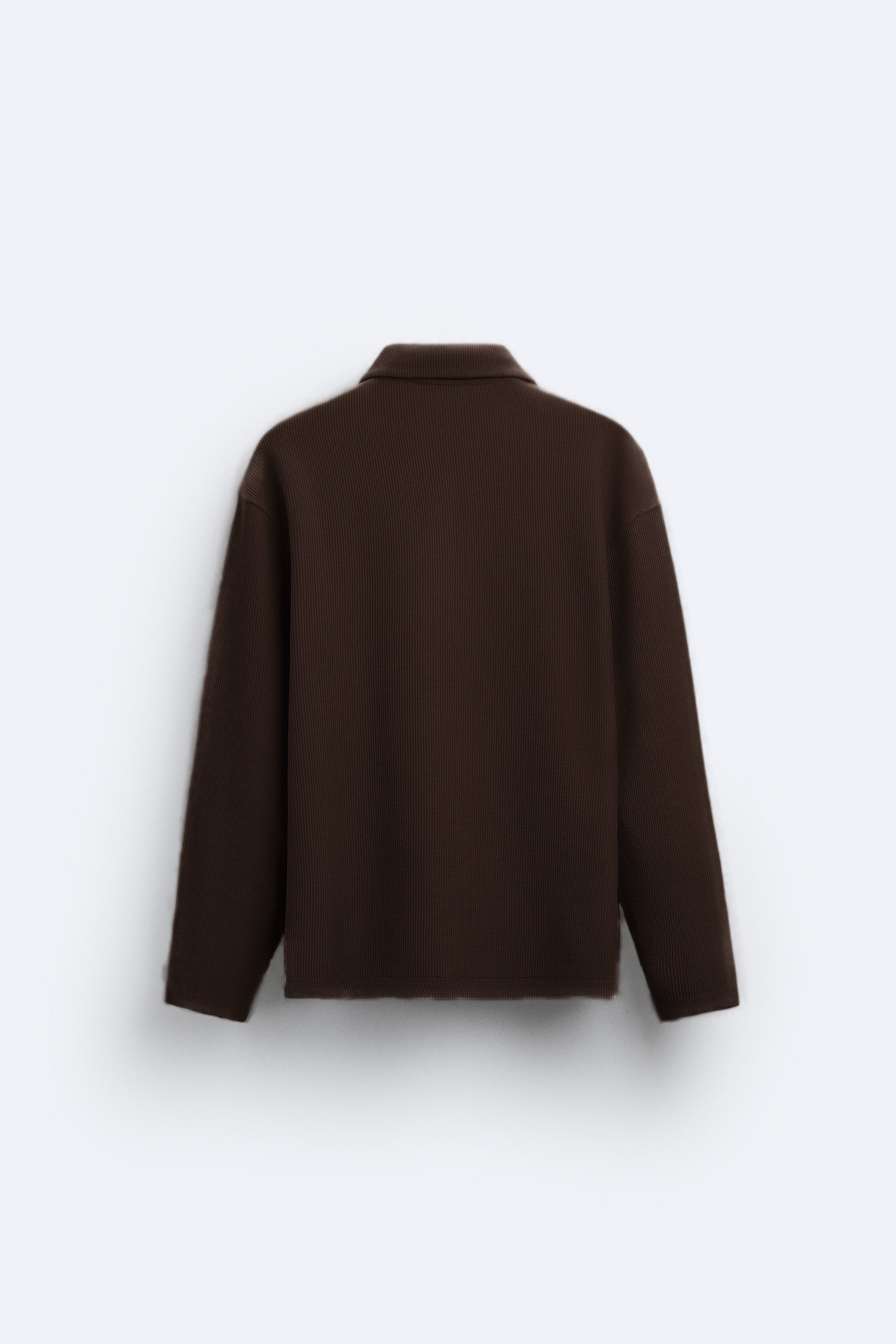 CAMEL CORD TEXTURED LONG SLEEVE POLO SHIRT