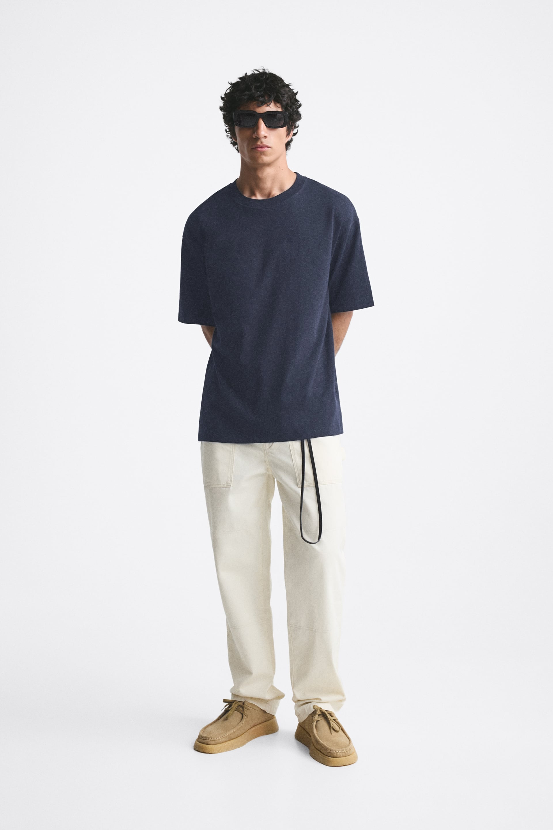 DENIM BLUE PREMIUM LOOP KNIT TERRY OVERSIZED T-SHIRT