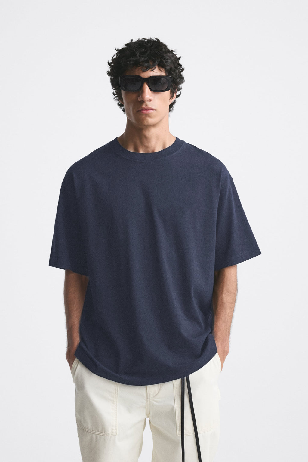 DENIM BLUE PREMIUM LOOP KNIT TERRY OVERSIZED T-SHIRT