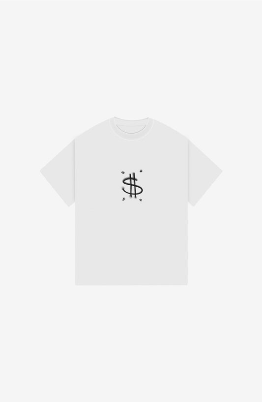 DOLLAR ART PREMIUM WHITE OVERSIZED T-SHIRT