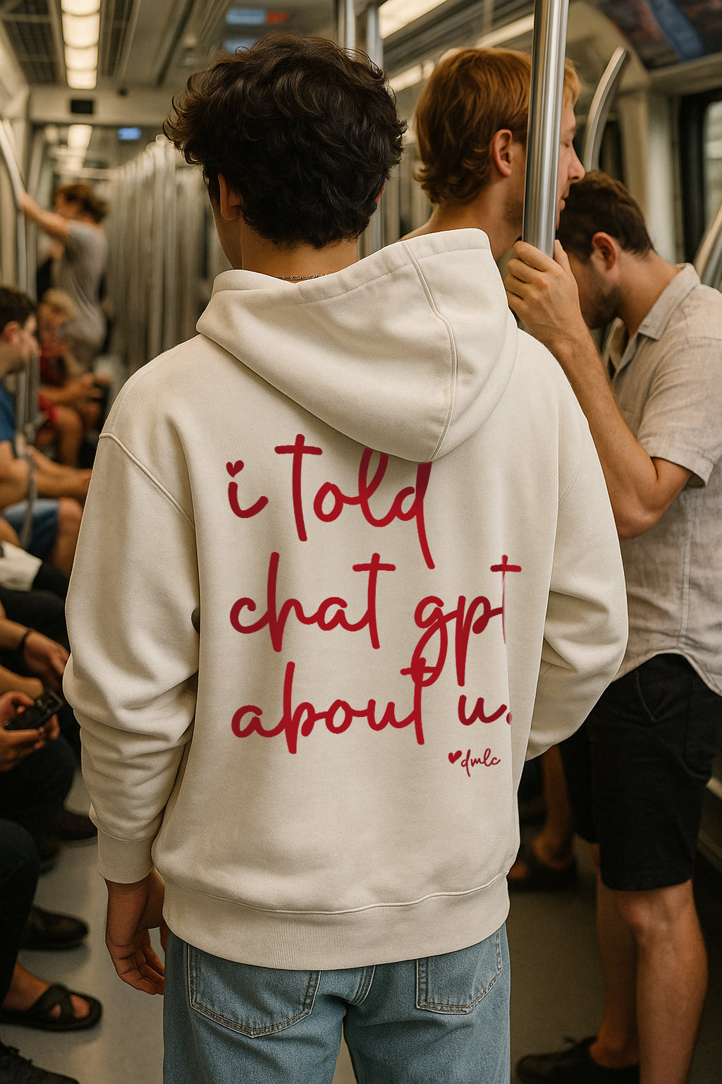 TOLD GPT UNISEX WHITE OVERSIZED HOODIE