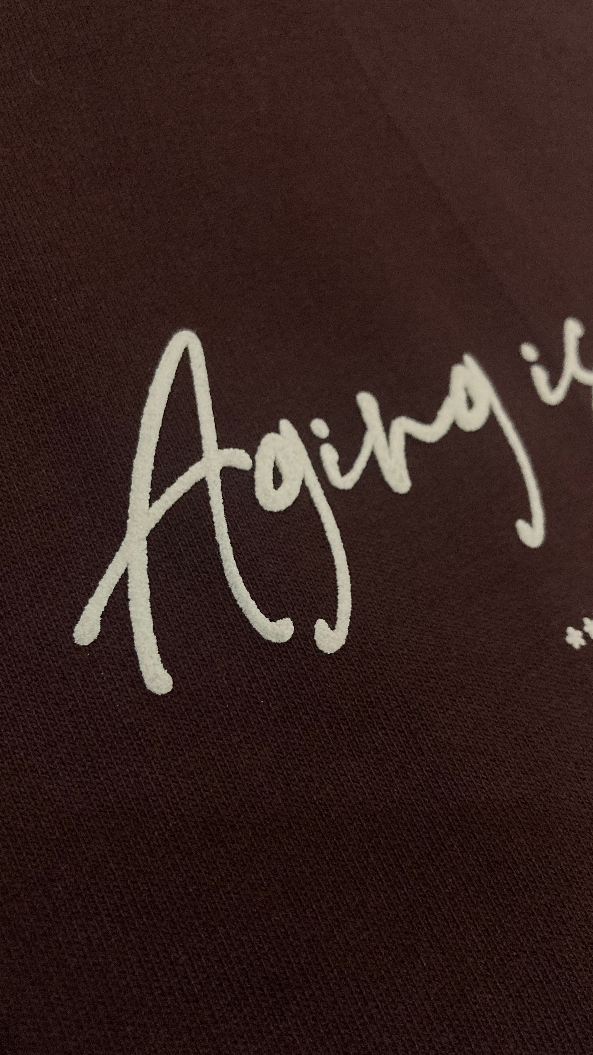 BROWN- AGING IS A LUXURY FRENCH TERRY OVERSIZED T-SHIRT