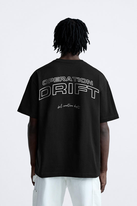 OPERATION DRIFT BLACK PREMIUM LOOP KNIT TERRY OVERSIZED T-SHIRT
