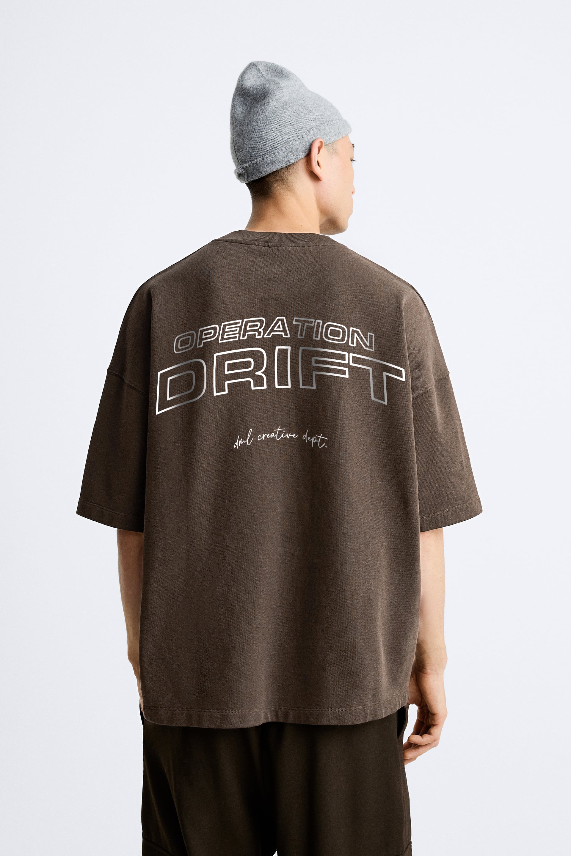 OPERATION DRIFT BROWN PREMIUM LOOP KNIT TERRY OVERSIZED T-SHIRT