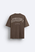 OPERATION DRIFT BROWN PREMIUM LOOP KNIT TERRY OVERSIZED T-SHIRT
