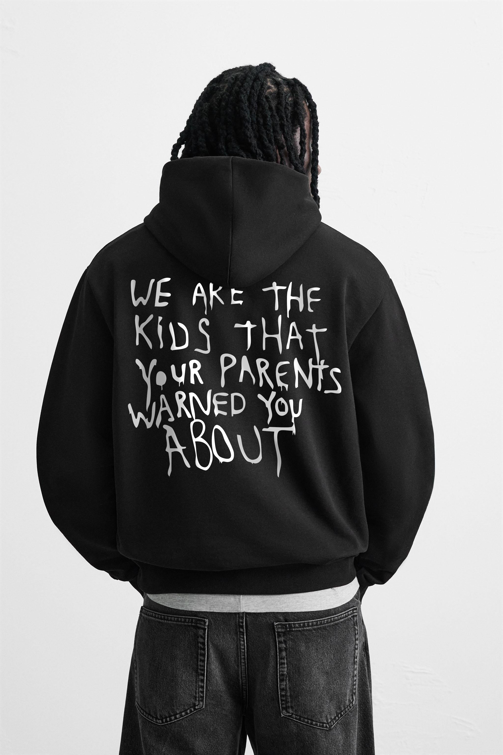 THE KIDS UNISEX BLACK OVERSIZED HOODIE